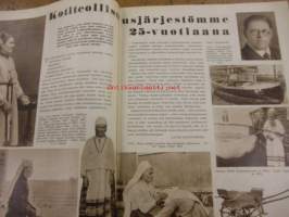 Kansan Kuvalehti 1933 / 24 sis mm,Kotiteollisuusjärjestömme 25-vuotiaana.Vimpa artikkeli.Oliko hän &quot;suuri&quot;Adolf Hitler.Toisenkin stadionimme paikka &quot;katsottuna&quot;.