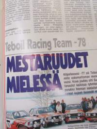 Vauhdin Maailma 1978 nr 4 -mm. Varusteita ja vempeleitä, Mestaritalli Racing Team, Corvetten kanan lento, Voiteluöljyjen aakkoset, MM-Trialin alku Vesterinen