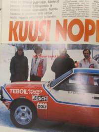 Vauhdin Maailma 1977 nr 3 -mm. Lancia Stratos luistava muoviauto, 12. Marlboro Arctic Ralli, Colt Racing team -77, Opel Manta S Coupe perhekäyttöön, F1