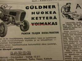 Koneviesti 1958 / 8, 23.4.1958 sis. mm. seur. artikkelit / kuvat / mainokset; Keittiön yleiskone, DT-14, Komet polkupyörät &amp; mopedit, Güldner, Vespa 400,