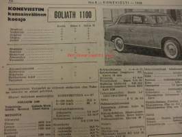 Koneviesti 1958 / 8, 23.4.1958 sis. mm. seur. artikkelit / kuvat / mainokset; Keittiön yleiskone, DT-14, Komet polkupyörät &amp; mopedit, Güldner, Vespa 400,