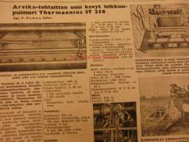 Koneviesti 1958 / 4 . 26.2.1958 sis. mm. seur. artikkelit / kuvat; Koeajo Fiat 500.Massey-Ferguson 65 traktori.Traktorireki,pohjoissuomalainen malli.ym