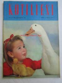 Kotiliesi 1958 nr 6 -mm.vanha huonekalu viehättää, Artek mainos Artek-tuoli nr 66, moderni keittiö värikuvia, Kaunuden hoitohuolia, Ajankuvaa kevät 1958