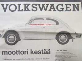 Koneviesti 1964 nr 8 -mm. Harvennustöiden koneellistaminen, 4-pyörävedon esiinmarssi USAssa, Heilurilevittäjä seiväskaira ja kuljetusteline, Jälleen uusi
