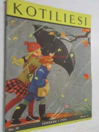 Kotiliesi 1935 nr 19 lokakuu Kansikuva Martta Wendelin (lapset syyssateessa) , Hilda Ihamuotila Histan kartanon emäntä, riistaruokia