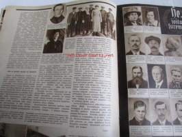 Suomen Kuvalehti 1934 nr 22, Suruseutua kiertämässä Louhen uppoaminen ja uhrien kuvat, minä (Wehka-Heikki) ja Marsalkka, professori Kompan Tammisto