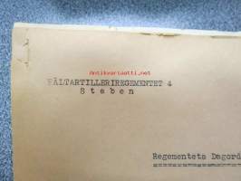 Fältartilleriregementet 4 Staben, Perkjärvi läger, 4.7.1939 dagorder -Perkjärven tykistöleirin päiväkäsky