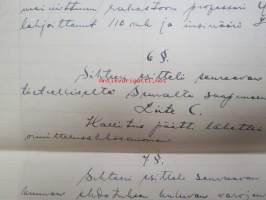 Turun yliopiston hallitus, kokouspöytäkirjan konsepti 23.3.1934, puhtaaksikirjoittamaton, mutta allekirjoitettu (Einar W. Juvelius myöh. Juva, Kaarlo Jäntere,