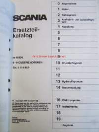 Scania power industrial diesel parts catalogue, No 18806, 9 industrial engine, EN. 5119902-