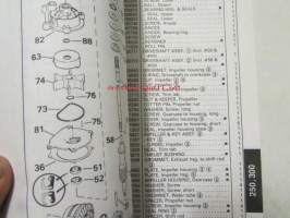 Johnson-Evinrude huolto 1993 250, 300 Models, final edition Parts catalog, katso tarkemmat malli merkinnät kuvasta.