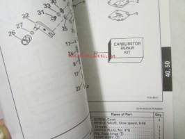 Johnson-Evinrude huolto 1993, 25D, 40, 50, 35JET Models, final edition Parts catalog, katso tarkemmat malli merkinnät kuvasta.