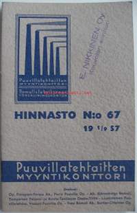 Hinnasto N:o 67 / 1957