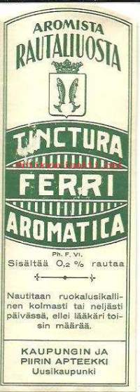 Tinctura Ferri Aromatica  - lääke-etiketti, tuote-etiketti