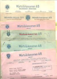 Wärtsilä-Yhtymä Oy Taalin Rautatehdas  1960 - 1963  - firmalomake  7 kpl