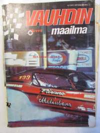 Vauhdin Maailma 1974 nr 4 -mm. Hot Rod, Skoda 120 S Rallye perinteitä perinteitä, Risto ja Ilkka Kivimäki, Hesketh Racingin hurja joukko, Lahden moottori- ja