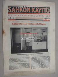 Sähkön käyttö 1932 nr 3 -tietoja yksityiskuluttajille