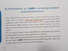 Suomalainen koivuvaneri 1963 -laatuluokitus ja ominaisuudet, tekniset tiedot