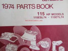 Johnson Outboard 1974 parts book 115 hp -varaosaluettelo, katso tarkemmat mallitiedot kuvasta
