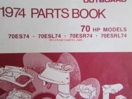 Johnson Outboard 1974 parts book 70 hp -varaosaluettelo, katso tarkemmat mallitiedot kuvasta