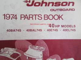 Johnson Outboard 1974 parts book 40 hp -varaosaluettelo, katso tarkemmat mallitiedot kuvasta