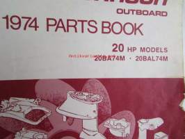 Johnson Outboard 1974 parts book 20 hp -varaosaluettelo, katso tarkemmat mallitiedot kuvasta