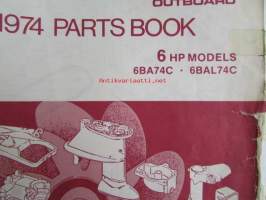 Johnson Outboard 1974 parts book 6 hp -varaosaluettelo, katso tarkemmat mallitiedot kuvasta