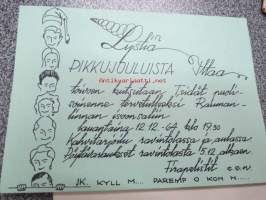 Firapelistit pikkujoulukutsu Raumanlinna 12.12.1964 / Vuorineuvos Paavo Honkajuuri kiitos- / vastauskortti, omakätinen nimikirjoitus