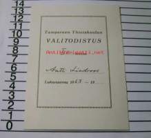 tampereen yhteiskoulun välitodistus  1963
