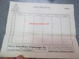 Kansallinen Kirjakauppa Oy -lukujärjestys