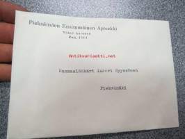 Pieksämäen Ensimmäinen Apteekki -kirjekuori