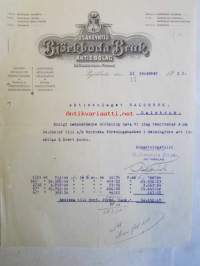 Osakeyhtiö Björkboda Fabriks Aktiebolag Björkboda Finland. 21 december 1921 Kuitti