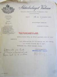 Aktiebolaget Vulcan Åbo, tarjouspyyntö, 21. december 1921