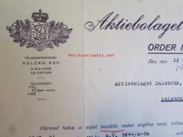 Aktiebolaget Vulcan Åbo, tilaus, 12. september 1921 -asiakirja