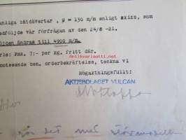 Aktiebolaget Vulcan Åbo, tilaus, 12. september 1921 -asiakirja