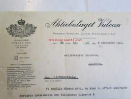 Aktiebolaget Vulcan Åbo, tarjous, 8. september 1921