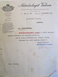 Aktiebolaget Vulcan Åbo, tarjous, 8. september 1921