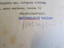 Aktiebolaget Vulcan Åbo, tarjous, 8. september 1921