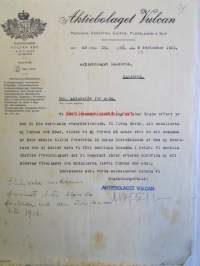 Aktiebolaget Vulcan Åbo, 8. september 1921 -asiakirja