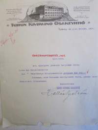 Turun kivipaino osakeyhtiö, tarjous, Turku 23 heinäk. 1924 -asiakirja