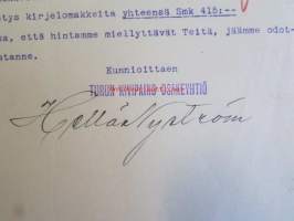 Turun kivipaino osakeyhtiö, tarjous, Turku 23 heinäk. 1924 -asiakirja
