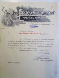 Nordiska Kaffekompaniet, Helsingfors 15 septemper 1925 -laskun liite