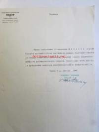 Voinvienti-Osuusliike Valio Turussa 5. joulukuuta 1940 -asiakirja