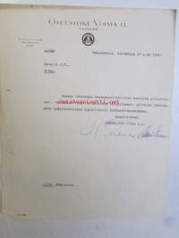 Osuusliike Voima I.L Tampereella, heinäkuun 10. 1939  -asiakirja