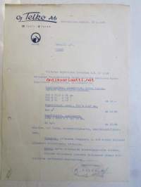 Oy Telko Ab Helsingissä huhtik.19 1939 -asiakirja