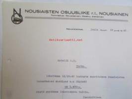 Nousiaisten Osuusliike r.l Nousiaisissa joukukuun, 3. 1940 -asiakirja