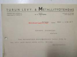 Turun Levy- &amp; Metallityötehdas, Turussa tammikuun 7. 1930. -asiakirja