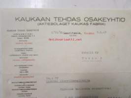 Kaukaan Tehdas Osakeyhtiö, Lauritsala Kaukas 7.5.47 -asiakirja