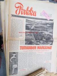 Pirkka - K-Kaupan asiakaslehti noin 85 kpl 1950-luvun puolivälistä eri vuosilta, hienoa ajankuvaa artikkeleineen, kuvineen ja mainoksineen