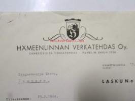 Hämeenlinna Verkatehdas Oy. Hämeenlinna 13.7.1944. -asiakirja