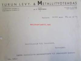 Turun Levy- &amp; Metallityötehdas, Turussa maaliskuun 14. 1930. -asiakirja
